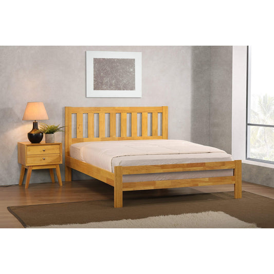 Kempton Bed Solid Hardwood Natural Oak - Single, 4 Foot, Double - Natural Oak, Rustic Oak