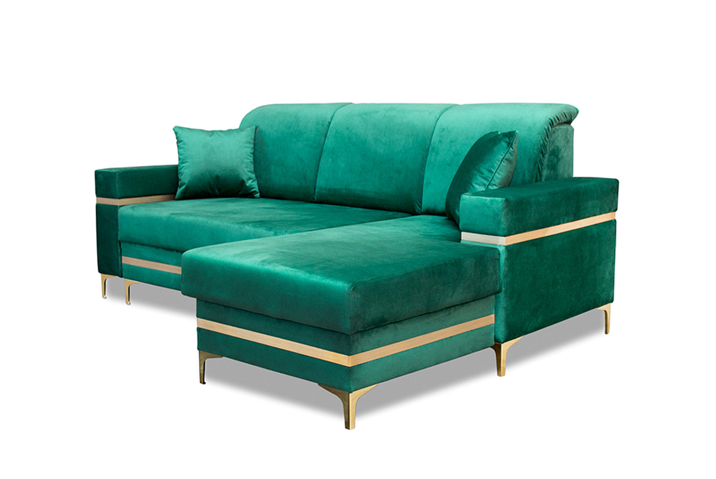 Florence Grey Gold Corner Sofa Bed - Black/Gold, Green&Gold, Grey&Gold, Blue/gold