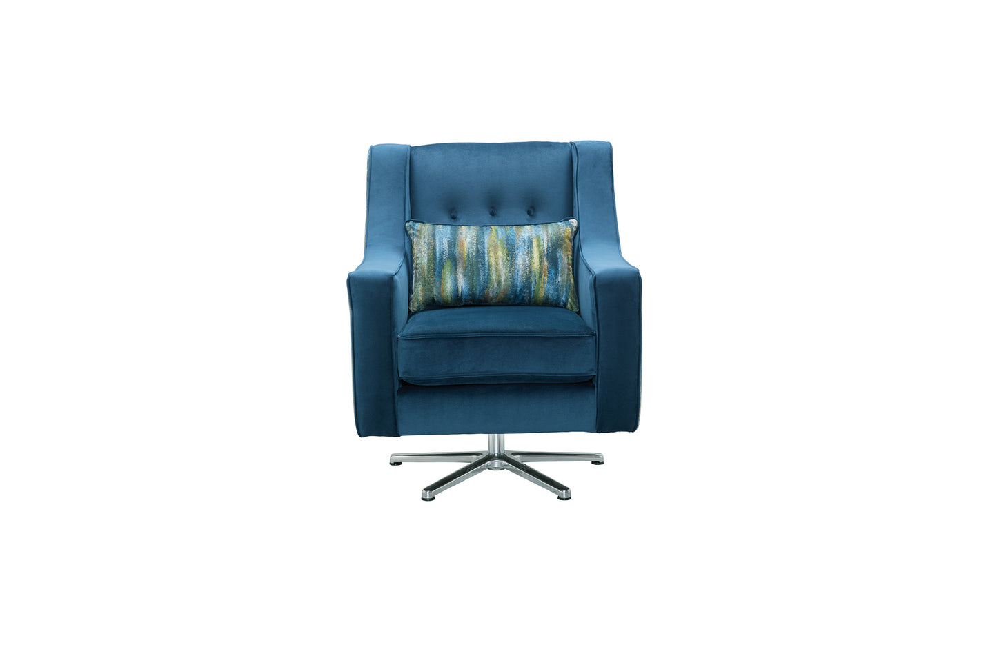 Lux Swivel Armchair with Geometric Cushion -