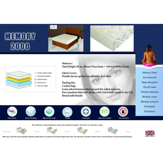 Memory 2000 Mattress - Single, 4 Foot, Double, King Size