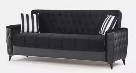 Modern Turkish Ottoman 3 Seater Sofa Bed with Storage and Cushions
