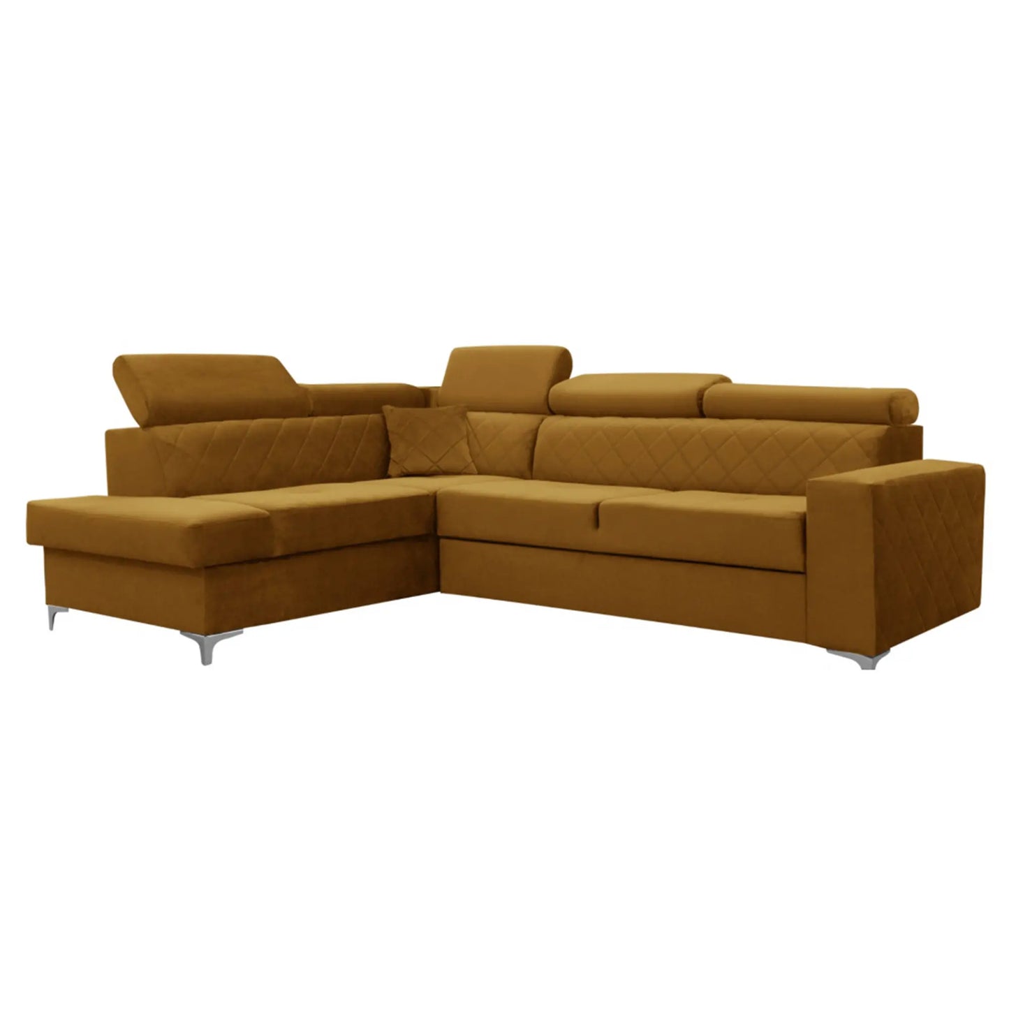 GLOSS CORNER SOFA BED - Black, Blue, Grey, Mustard, Silver, Steel