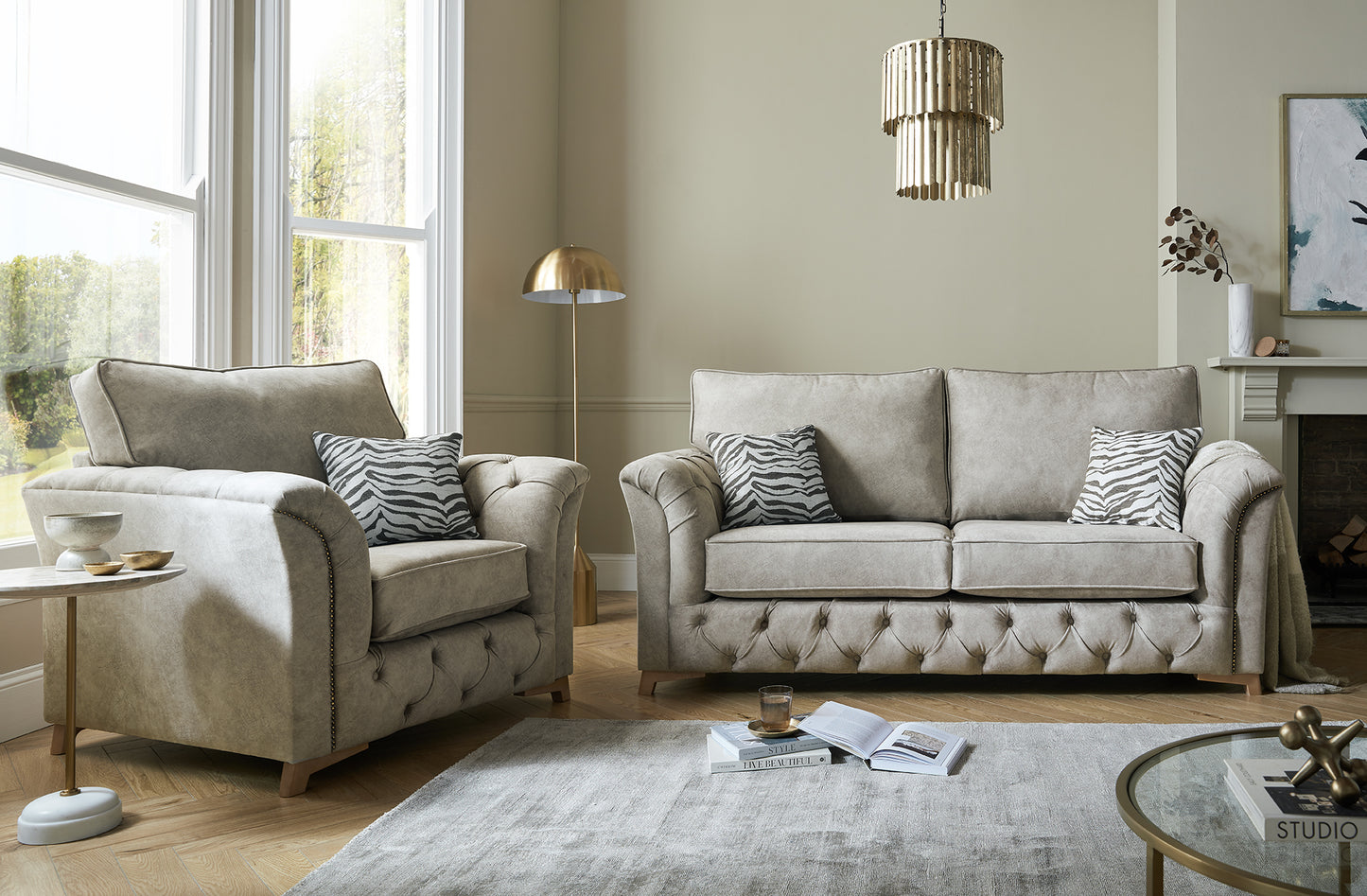 Phoenix 3-Seater Sofa & 1-Seater Armchair - Tufted Set