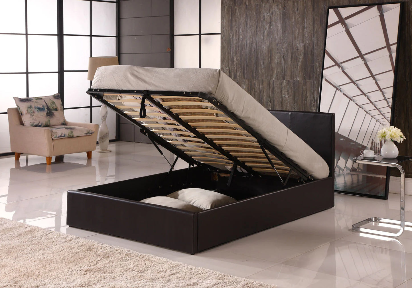 Brown Ottoman Storage Bed