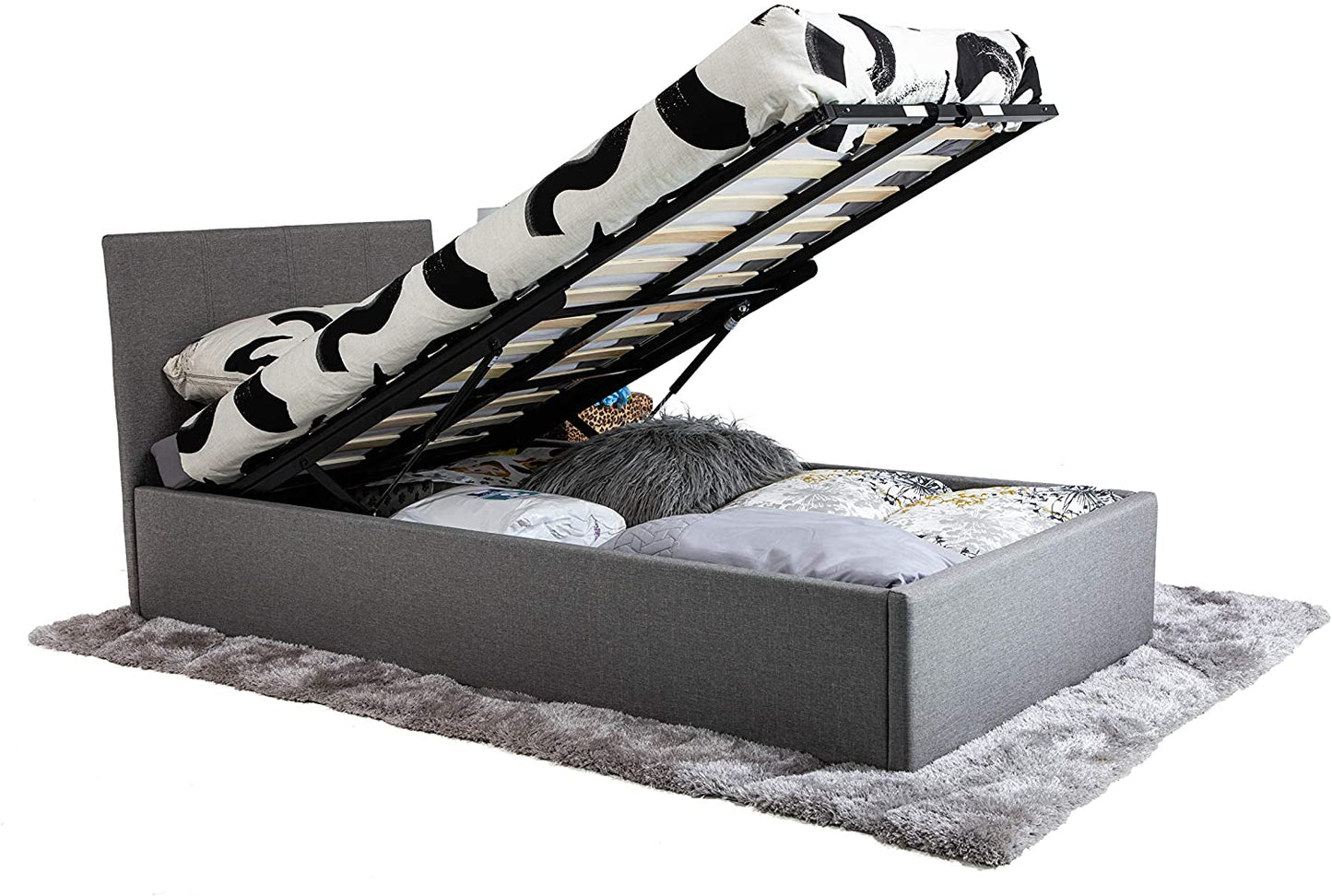 Modernique Bilancio Grey Fabric Ottoman Storage Bed