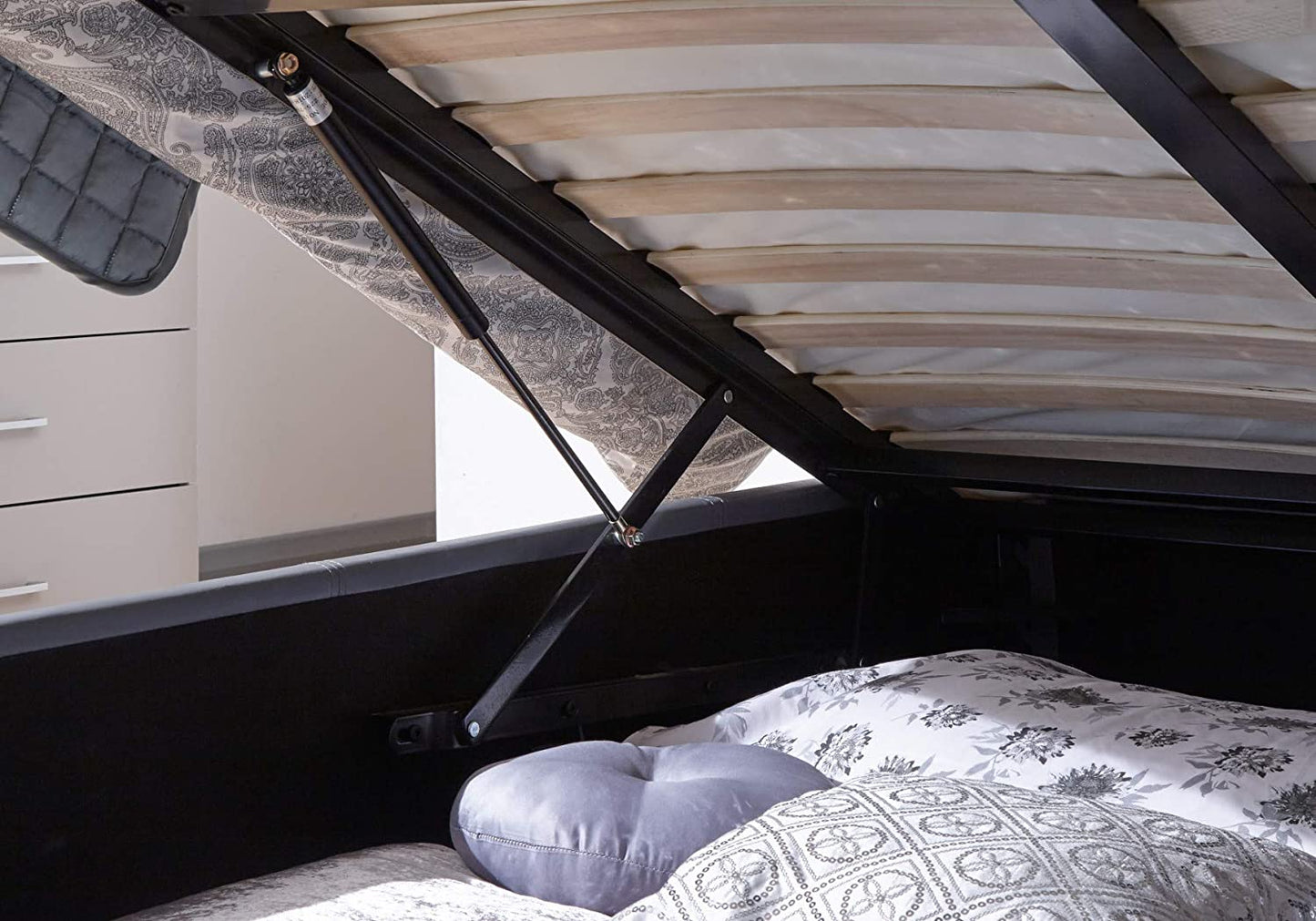 Bilancio Ottoman Storage Faux Leather Bed Frames