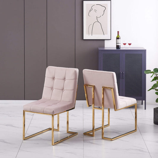 Spectra Pink Velvet Dining Chair with Gold Legs