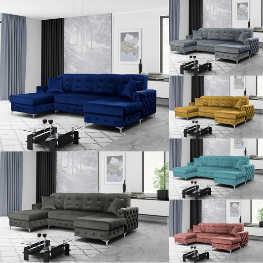 Verso Large Sofa Bed -  Black, Blue, Grey, Sky Blue, Light Pink, Mustard, Silver