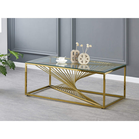 Vista Clear Glass Coffee Table - Gold & Silver