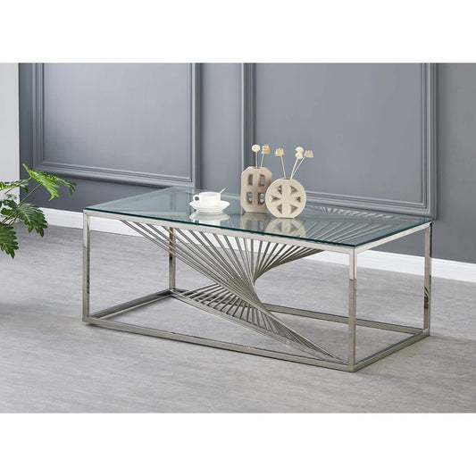 Vista Clear Glass Coffee Table - Gold & Silver