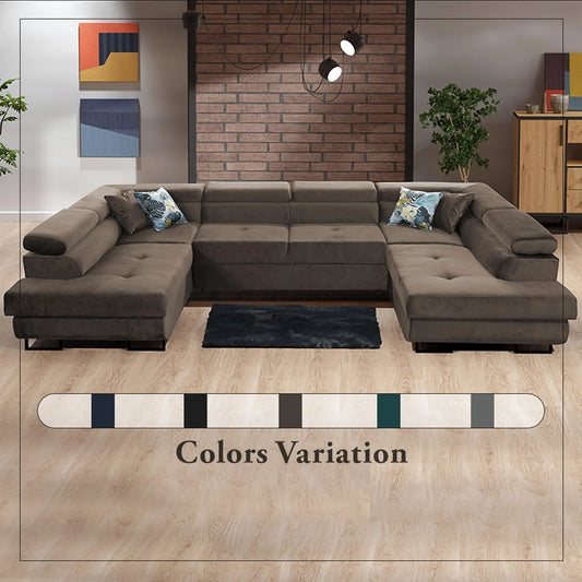 WEST BROWN U-CORNER SOFA BED