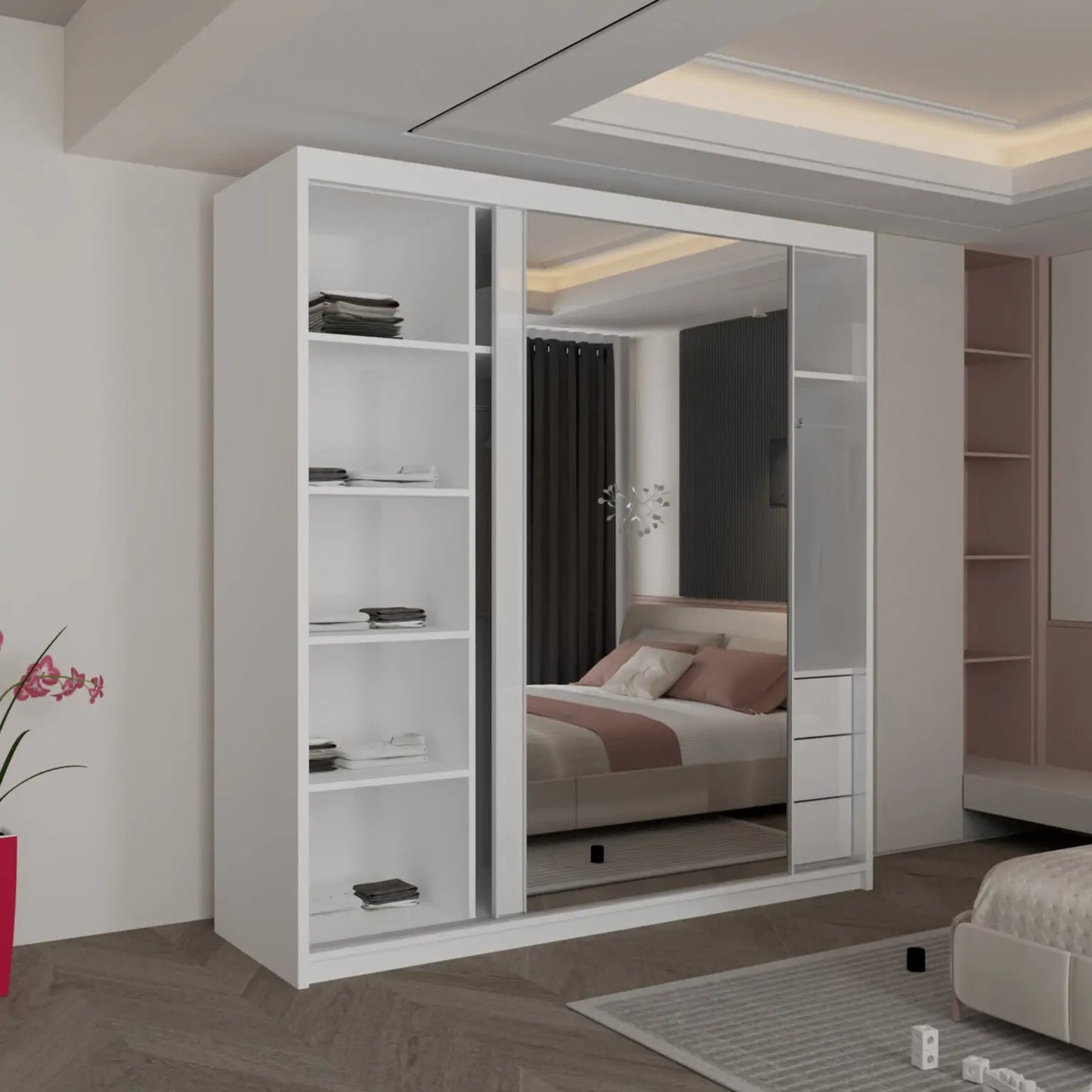 Vikas New High Gloss sliding door Wardrobe