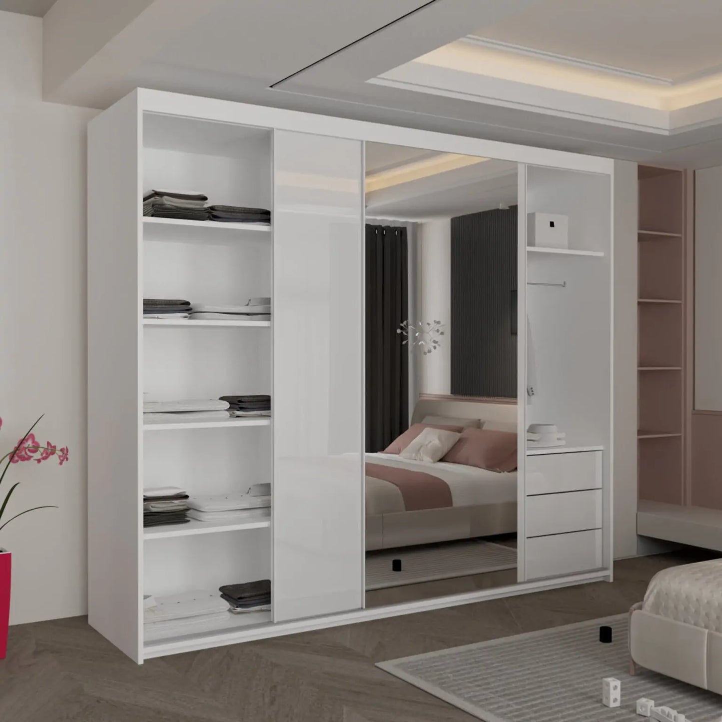 Vikas New High Gloss sliding door Wardrobe