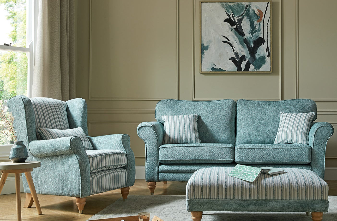 Woodstock 3+1, 3+1+1 & Stool Set - Fabric Sofa Set