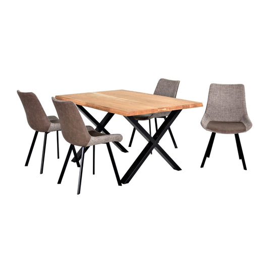 Yale Fabric & PU Dining Chair - Cappuccino & Black