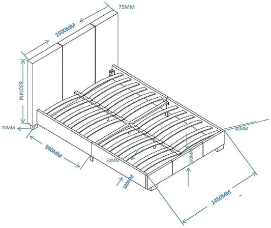 MODERNIQUE FAUX LEATHER bed frame quality material Budget Bed furniture in Small Double & Double