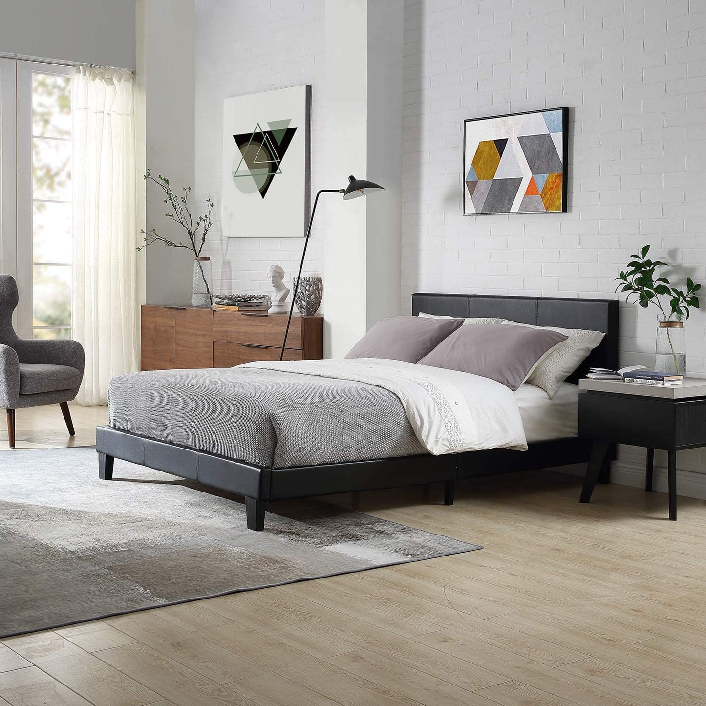 MODERNIQUE FAUX LEATHER bed frame quality material Budget Bed furniture in Small Double & Double
