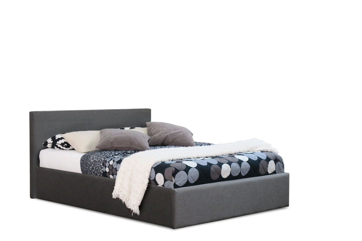 Modernique Bilancio Grey Fabric Ottoman Storage Bed