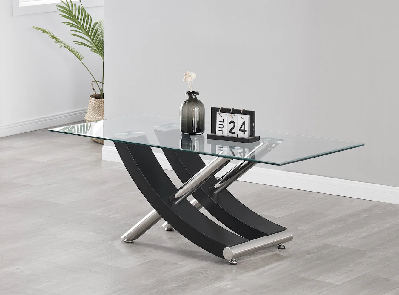 Italian Design Coffee Table | Colours: Black,white | With Clear Glass Top