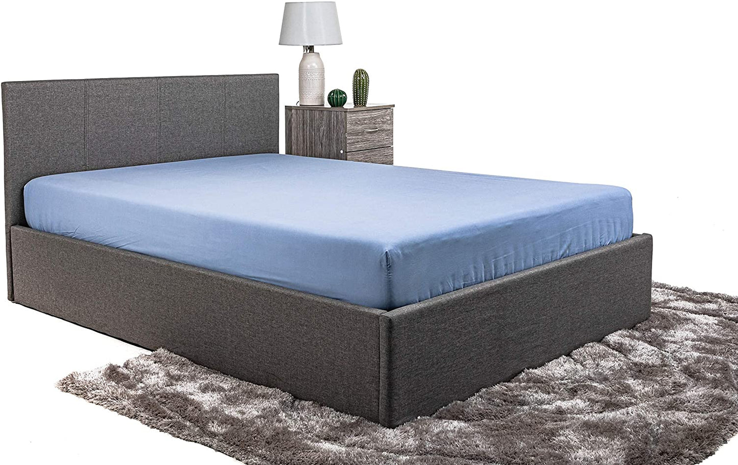 Modernique Bilancio Grey Fabric Ottoman Storage Bed