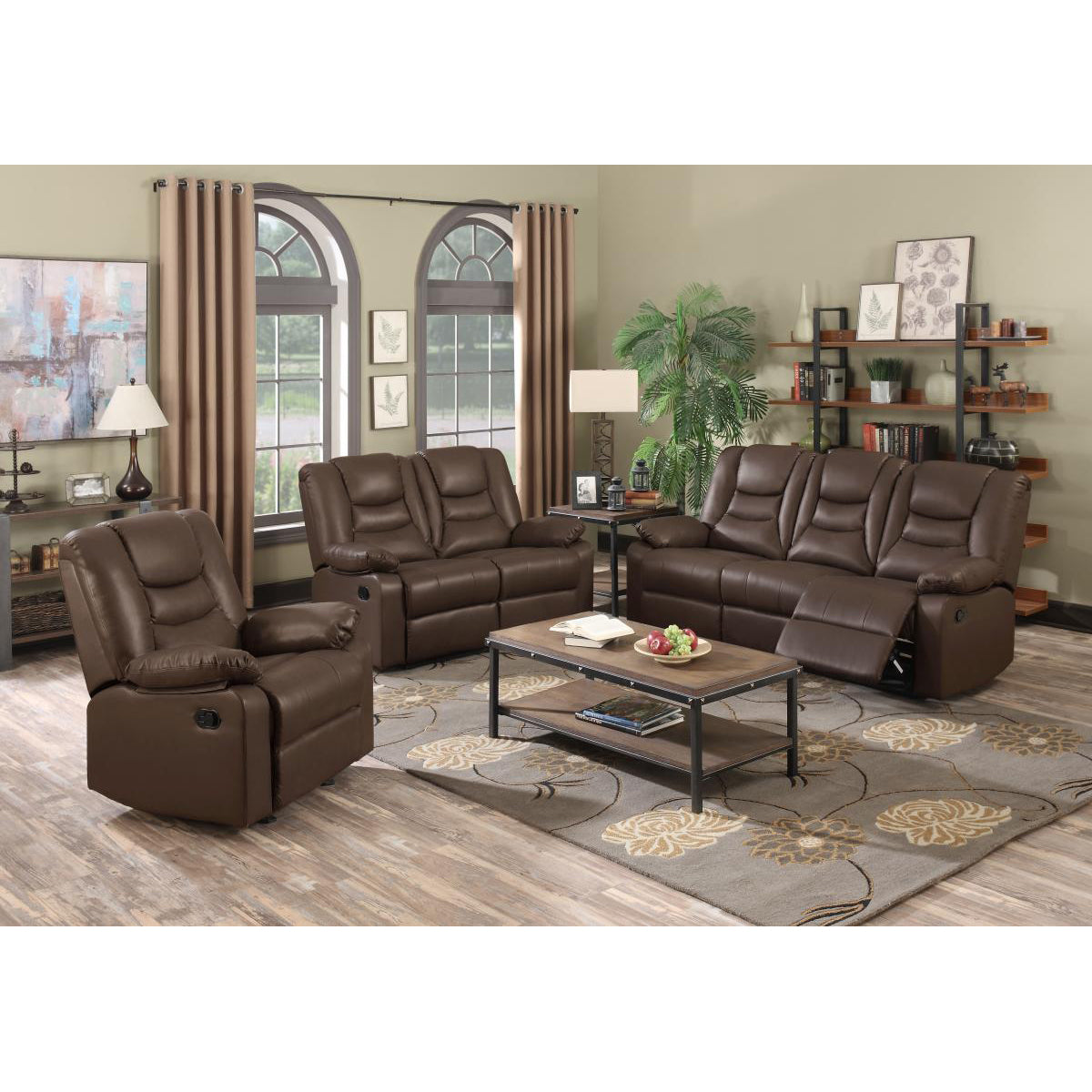 Kirk Recliner Bonded PU - 1, 2 & 3 Seater - Black, Cappuccino, Dark Chocolate