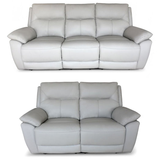 Rimini Leather Recliner Sofa Set - 3 Seater, 2 Seater - Putty