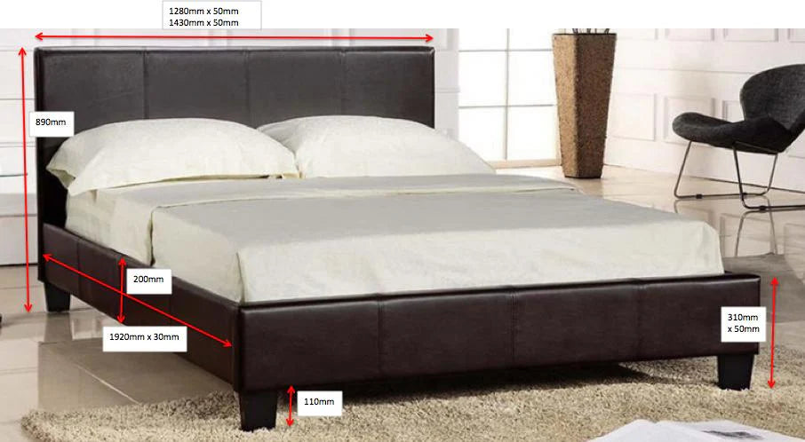 Faux Leather Low Base Bed with High Headboard