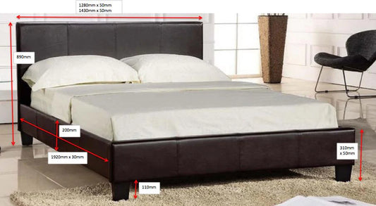 Faux Leather Low Base Bed with High Headboard
