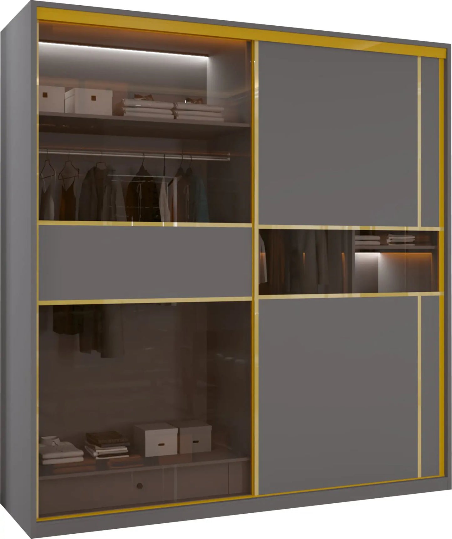 MDF Glass Sliding Door Wardrobe