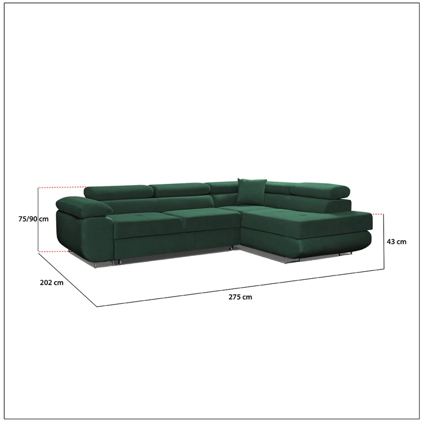 LIDO Corner Sofa Bed - Black, Blue, Brown, Green, Grey, Sky Blue