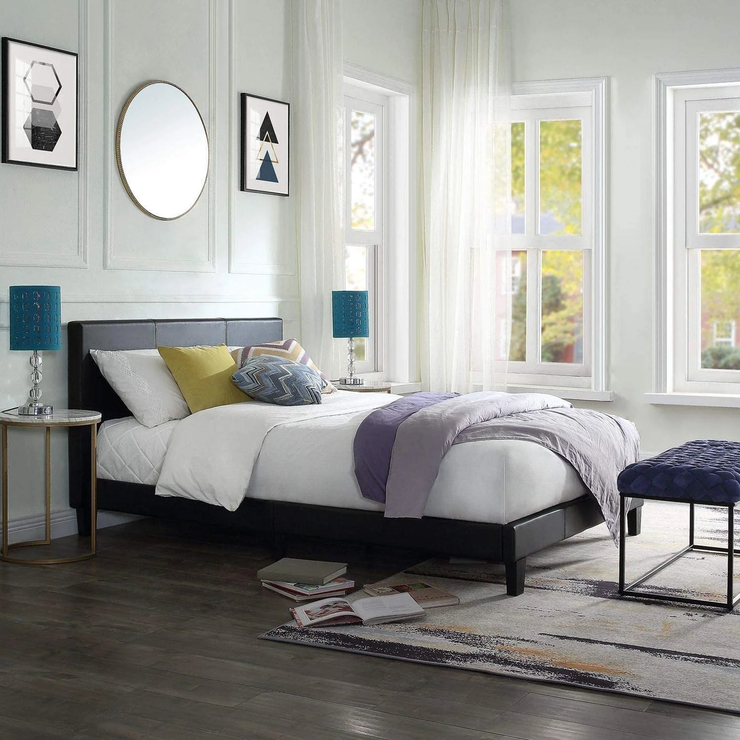 MODERNIQUE FAUX LEATHER bed frame quality material Budget Bed furniture in Small Double & Double